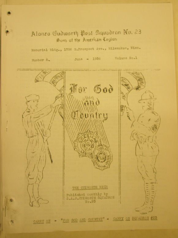 From the same Milwaukee-area SOTAL club, a cover from a 1936 newsletter.