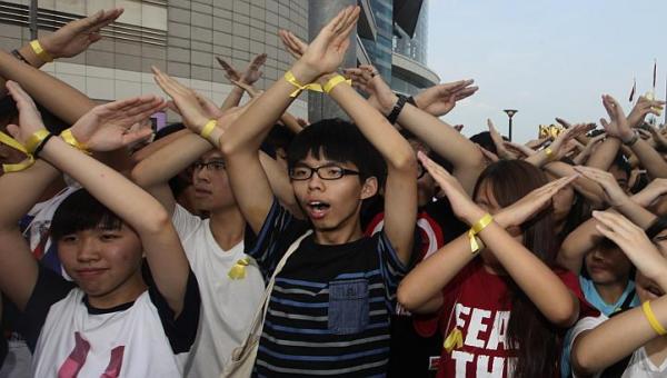And here’s what it looks like in Hong Kong (Joshua Wong in center)… 