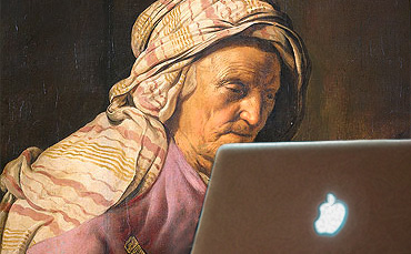 READING woman apple