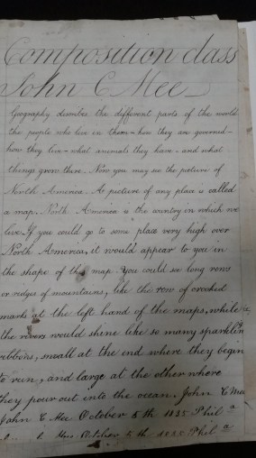 composition class John C Mee Oct 5 1835 Phila