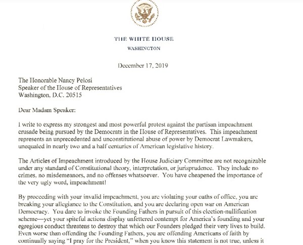 Trump letter pelosi