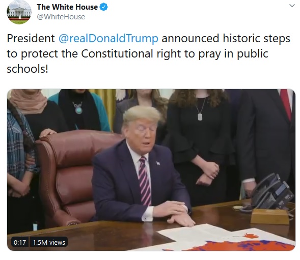 Trump prayer anncment tweet